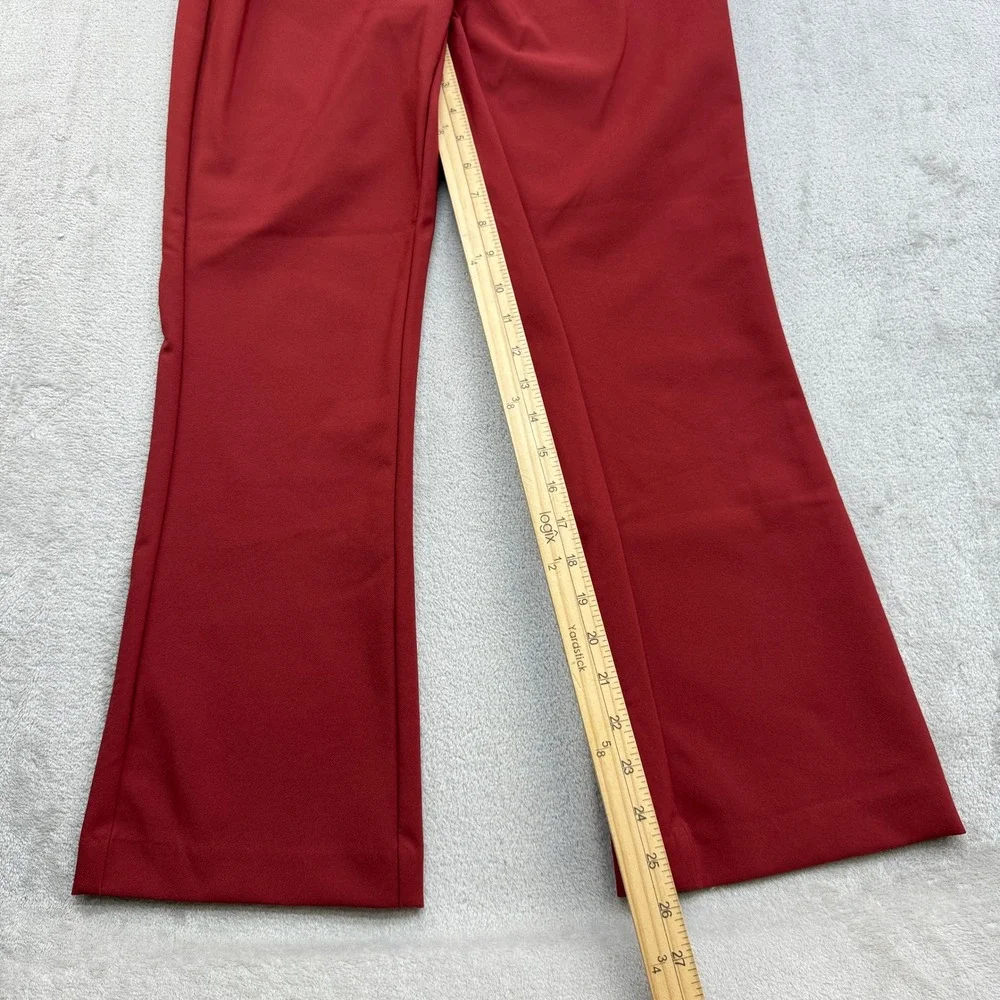 JL Atelier Sailor Pants Women S Burgundy Red Gold Button Flare High Rise Trouser